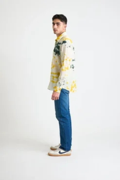 Dushyant Asthana Men's Amir Long Sleeve Shirt - Yellow + Green