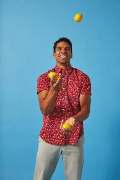 Dushyant Asthana Men's Folk Short Sleeve Shirt - Maroon