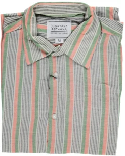 Dushyant Asthana Men's Amir Shirt - Green Stripes 11 Dushyant Asthana Men's Amir Shirt - Green Stripes