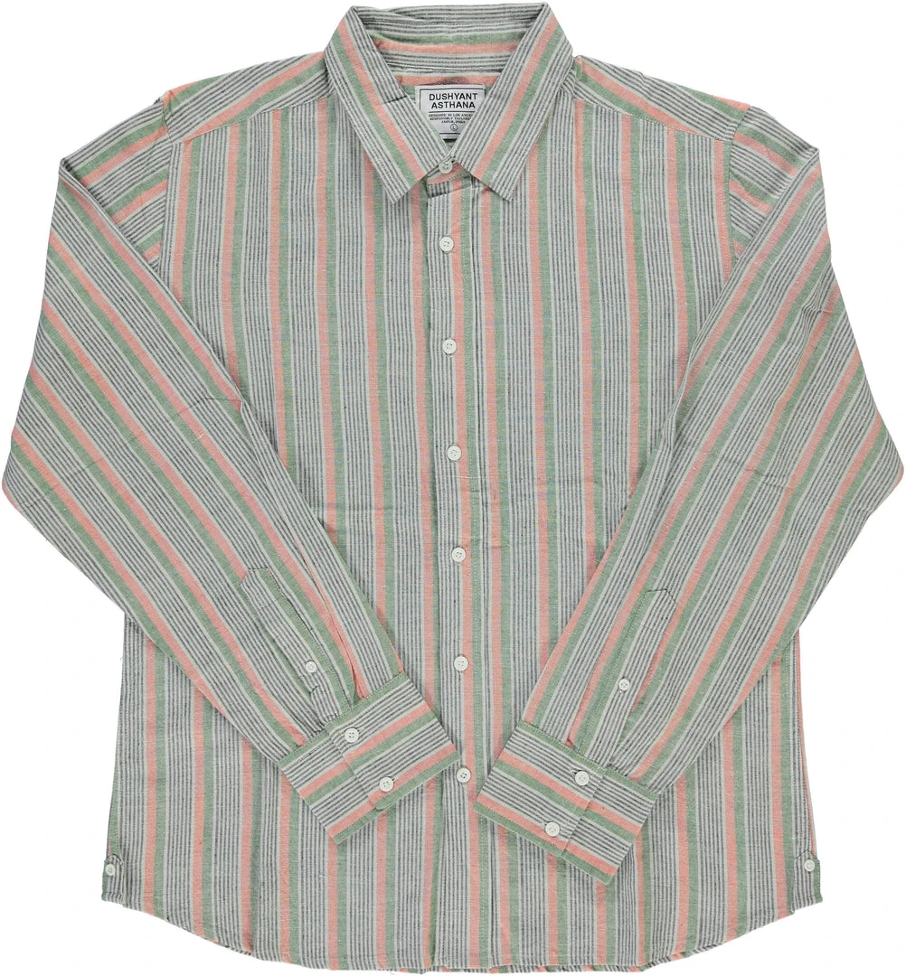 Dushyant Asthana Men's Amir Shirt - Green Stripes 7 Dushyant Asthana Men's Amir Shirt - Green Stripes