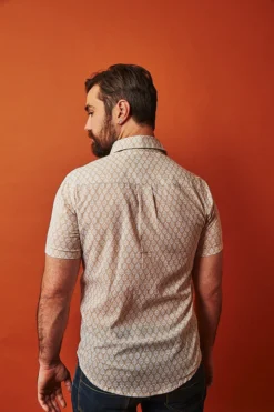 Dushyant Asthana Men's Folk Short Sleeve Shirt - Leaf Motif