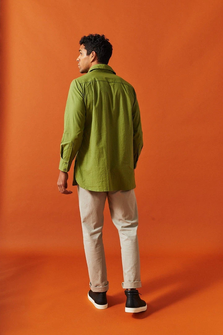 Dushyant Asthana Men's Kameez Oversized Shirt - Light Olive 6 Dushyant Asthana Men's Kameez Oversized Shirt - Light Olive