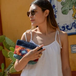 MZ Fair Trade Accessories Eagle Eye Wool Clutch Bag