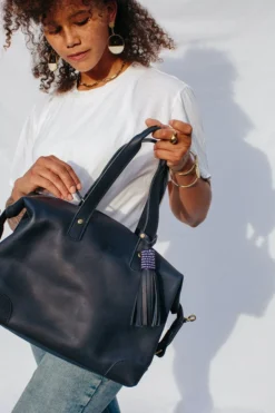 Abby Alley Handcrafted Ellen Handbag - Navy