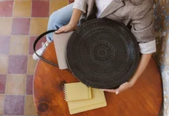 Purse & Clutch Embossed Circle Shoulder Bag - Charcoal Accessories