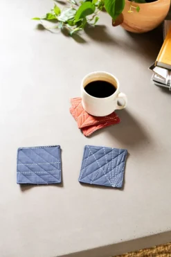 Anchal Embroidered Fabric Coaster Set Home Goods