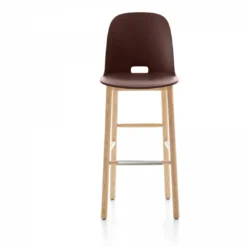 Emeco Alfi Recycled High Back Barstool - Ash
