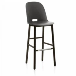 Emeco Furniture Alfi Recycled High Back Barstool - Dark Ash