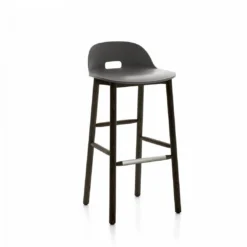 Emeco Alfi Recycled Low Back Barstool - Dark Ash Furniture