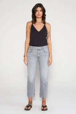 ÉTICA New Arrivals Rhea Midrise Straight Crop Jean - Moonstone