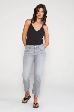 ÉTICA New Arrivals Rhea Midrise Straight Crop Jean - Moonstone