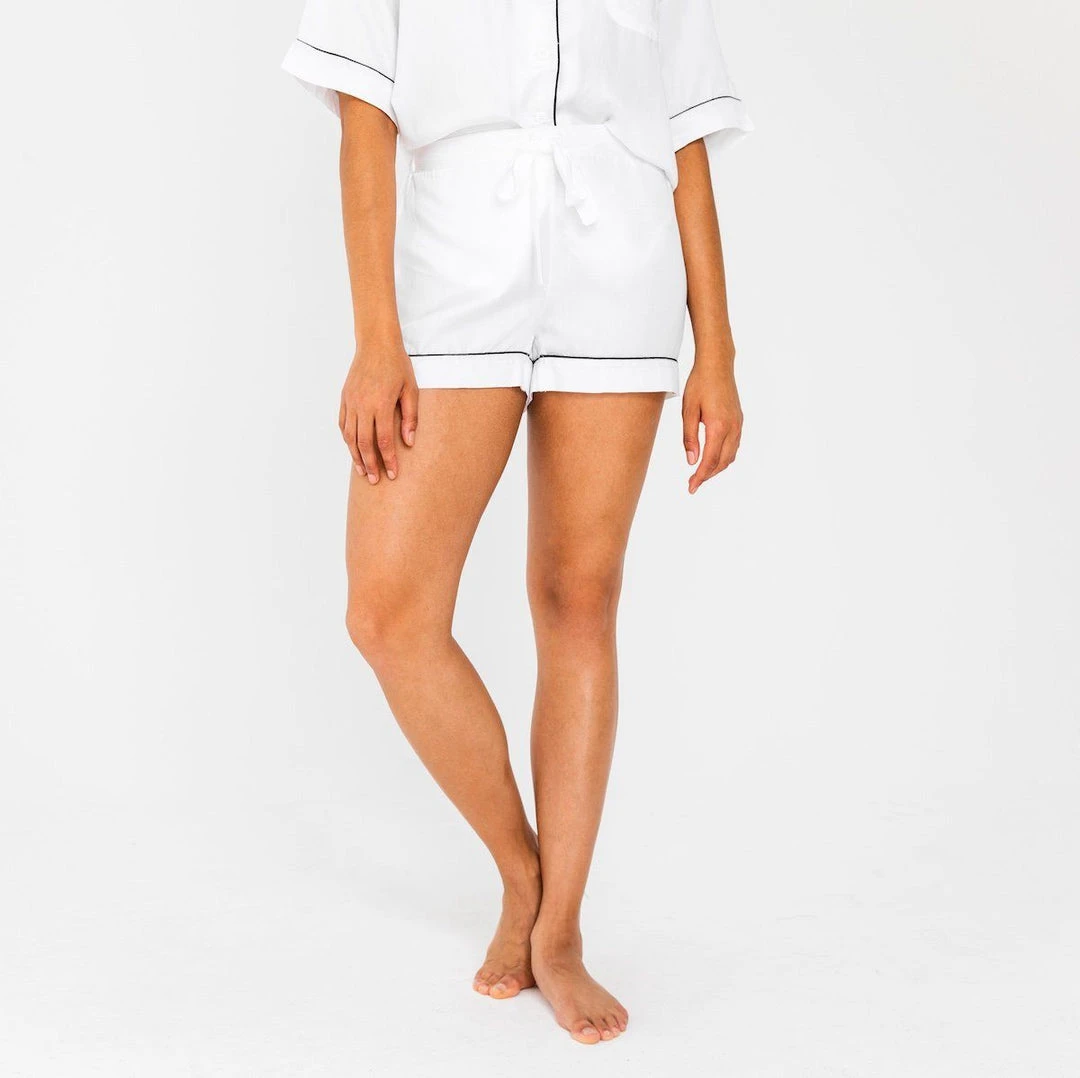 Ettitude Best Sellers Bamboo Lyocell Pajama Shorts - Feather White 3 Ettitude Best Sellers Bamboo Lyocell Pajama Shorts - Feather White