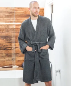 Ettitude Unisex Bamboo Waffle Robe - Slate Best Sellers