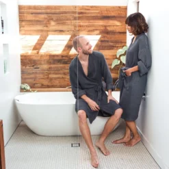 Ettitude Unisex Bamboo Waffle Robe - Slate Best Sellers