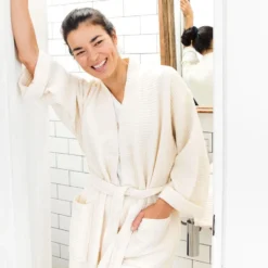 Ettitude Best Sellers Unisex Bamboo Waffle Robe - Natural
