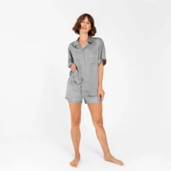 Ettitude Best Sellers Charcoal Bamboo Lyocell Short Sleeve Pajama Shirt - Dove Gray 8 Ettitude Best Sellers Charcoal Bamboo Lyocell Short Sleeve Pajama Shirt - Dove Gray