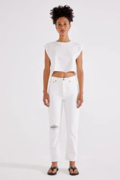 ÉTICA Finn Slim Straight Ankle Jeans - Vintage White New Arrivals