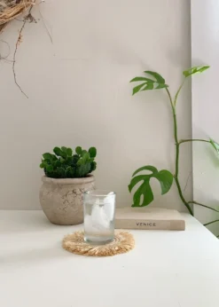 KAZI Office Accessories Fringed Natural Drink Oversized Coaster Set