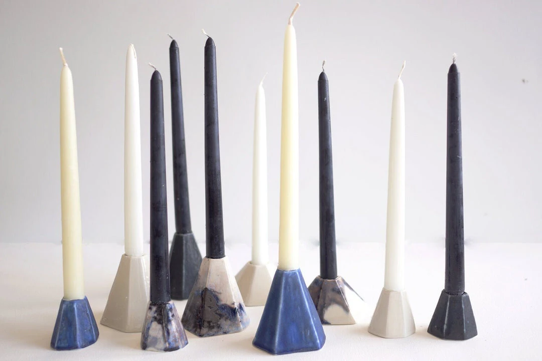 Lauren HB Studio Geo Porcelain Candlestick Holder Set 7 Lauren HB Studio Geo Porcelain Candlestick Holder Set