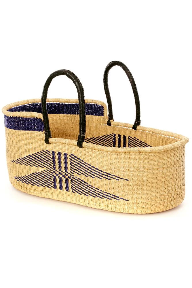 Swahili African Modern Home Goods Angel Wings Moses Bassinet Basket - Indigo 3 Swahili African Modern Home Goods Angel Wings Moses Bassinet Basket - Indigo