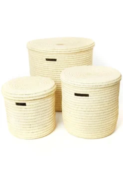 Swahili African Modern Gingerbread Tree Doum Palm Hamper Basket Set