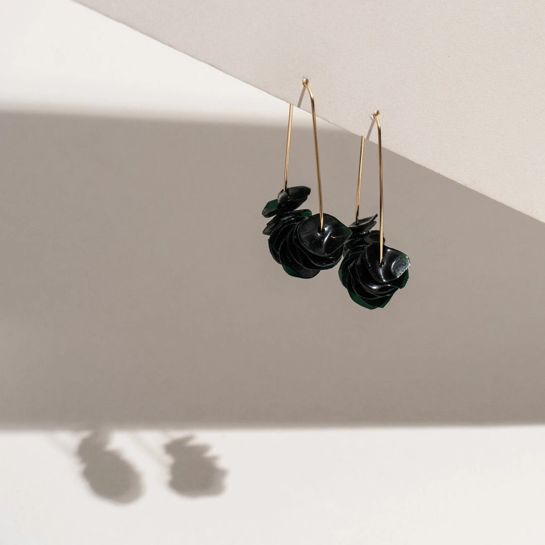 Giulia Letzi + META Jewelry Leona Upcycled Drop Earrings - Dark Green 3 Giulia Letzi + META Jewelry Leona Upcycled Drop Earrings - Dark Green