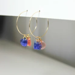 Giulia Letzi + META Jewelry Rainbow Upcycled Hoop Earrings - Blue + Blush