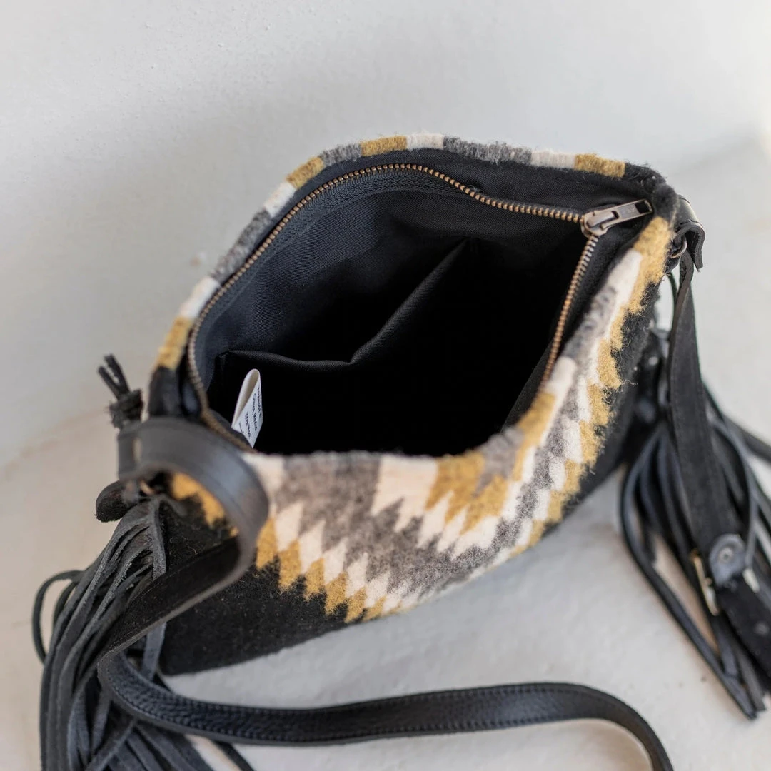 MZ Fair Trade Golden Diamond Wool Fringe Bag Accessories 5 MZ Fair Trade Golden Diamond Wool Fringe Bag Accessories