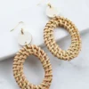 Hathorway BIPOC Owned Bien Buffalo Horn & Rattan Oval Statement Earrings 1 Hathorway BIPOC Owned Bien Buffalo Horn & Rattan Oval Statement Earrings