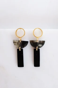 Hathorway Con Dao II Horn Post Dangle Earrings - Dark Jewelry