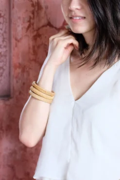 Hathorway Thien Natural Handwoven Rattan Bangle Bracelet