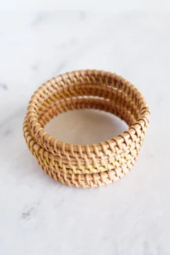 Hathorway Thien Natural Handwoven Rattan Bangle Bracelet