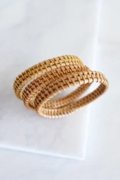 Hathorway Thien Natural Handwoven Rattan Bangle Bracelet