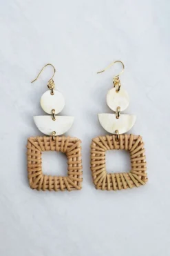 Hathorway Tu Horn And Rattan Earrings Jewelry