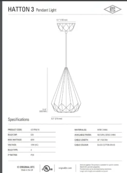 Ameico Lighting Hatton 3 Pendant Light