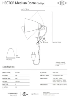 Ameico Lighting Hector Medium Dome Clip Light