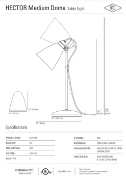 Ameico Lighting Hector Medium Dome Table Lamp
