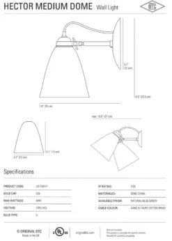Ameico Hector Medium Dome Wall Light