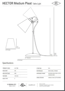 Ameico Hector Medium Pleat Table Lamp