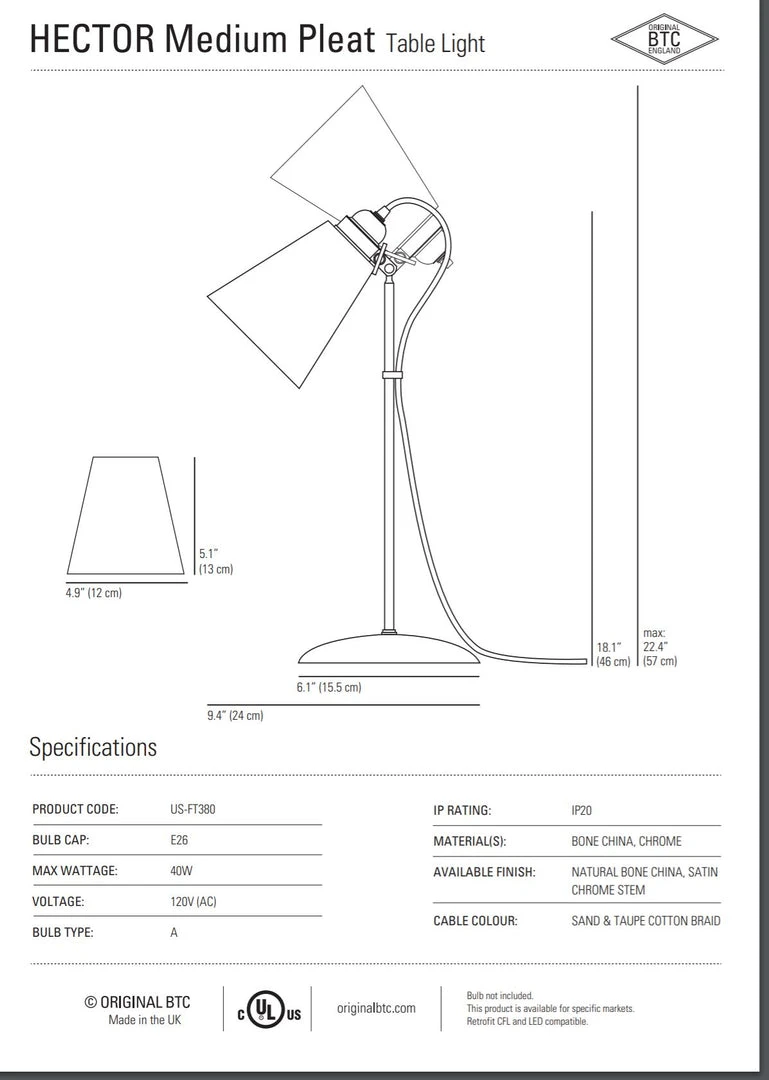 Ameico Hector Medium Pleat Table Lamp 4 Ameico Hector Medium Pleat Table Lamp