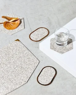 Slash Objects Hex Recycled Rubber Trivet Set - Sand