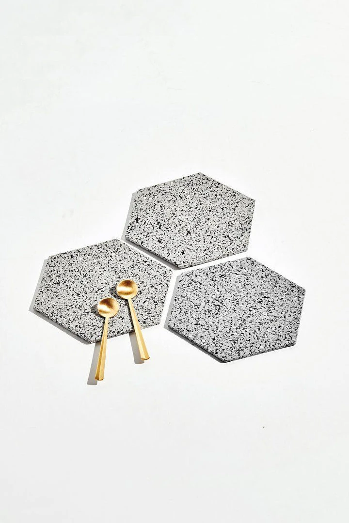 Slash Objects Hex Recycled Rubber Trivet Set - Gris Kitchen + Dining 4 Slash Objects Hex Recycled Rubber Trivet Set - Gris Kitchen + Dining