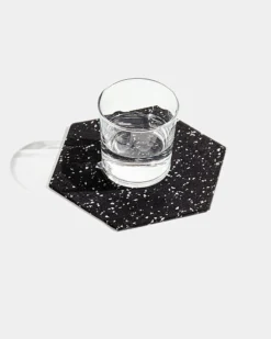 Slash Objects Hex Recycled Rubber Trivet Set - Speckled Black