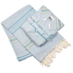 Hilana: Upcycled Cotton Home Goods Antalya Unisex Turkish Bathrobe - Beige 12 Hilana: Upcycled Cotton Home Goods Antalya Unisex Turkish Bathrobe - Beige