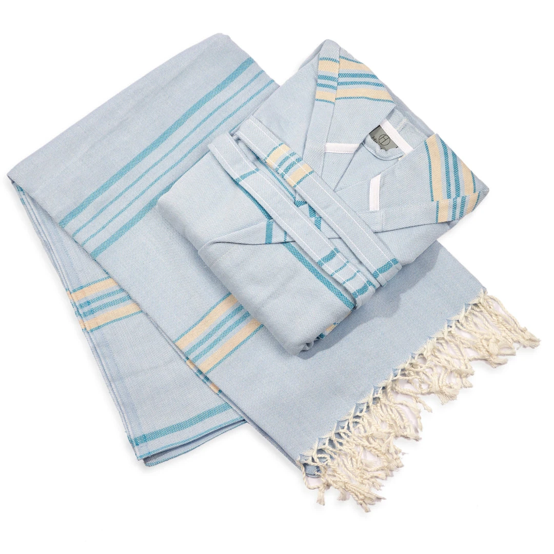 Hilana: Upcycled Cotton Home Goods Antalya Unisex Turkish Bathrobe - Beige 6 Hilana: Upcycled Cotton Home Goods Antalya Unisex Turkish Bathrobe - Beige