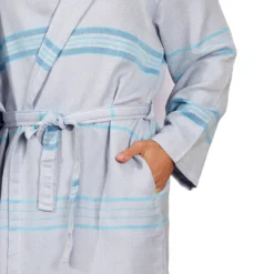 Hilana: Upcycled Cotton Antalya Unisex Turkish Bathrobe - Turquoise Best Sellers