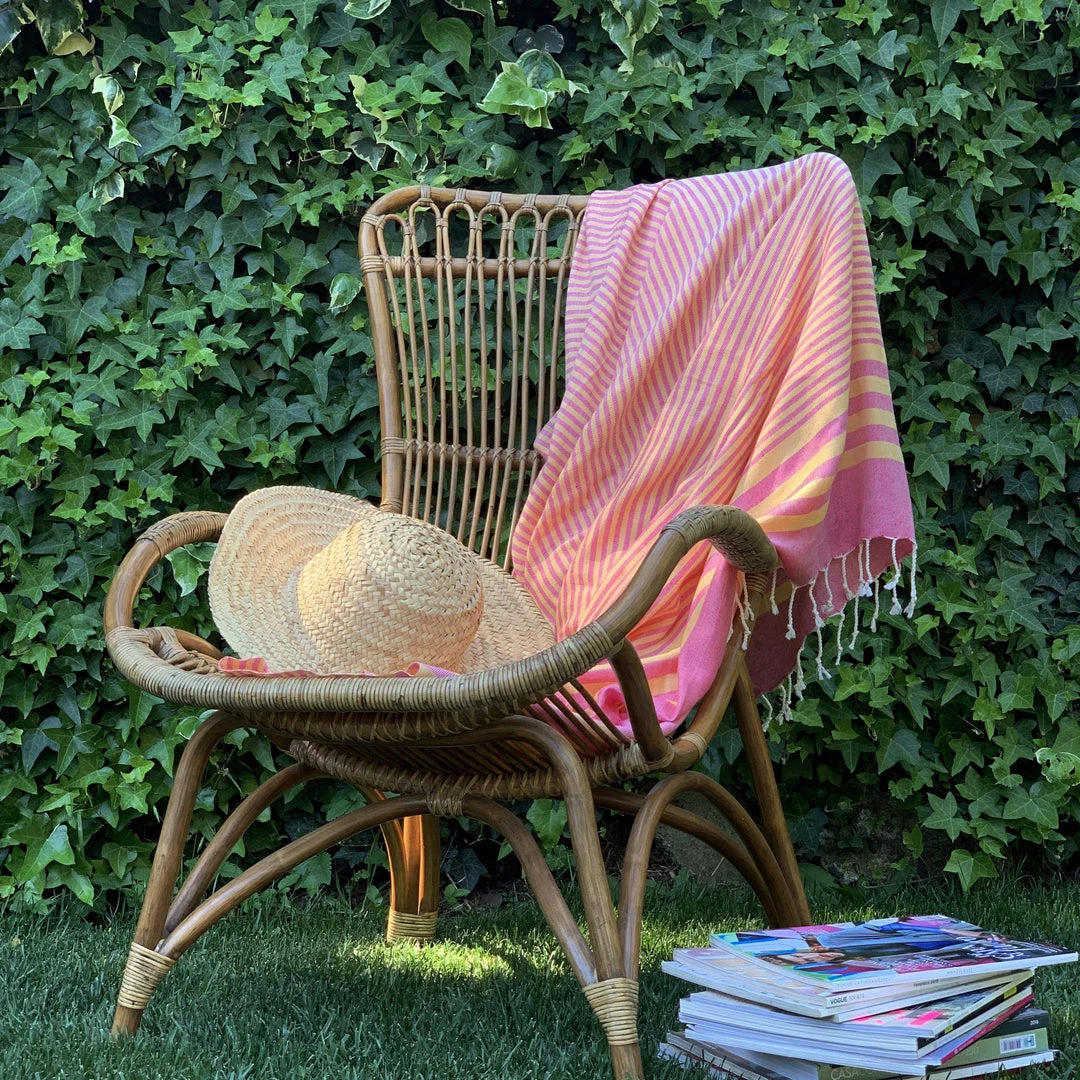 Hilana: Upcycled Cotton Fethiye Upcycled Turkish Towel - Pink 5 Hilana: Upcycled Cotton Fethiye Upcycled Turkish Towel - Pink