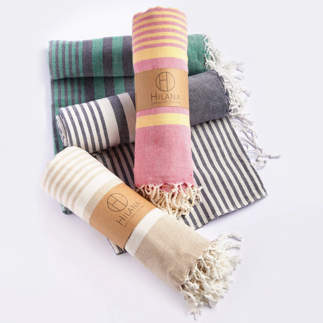Hilana: Upcycled Cotton Fethiye Upcycled Turkish Towel - Pink 9 Hilana: Upcycled Cotton Fethiye Upcycled Turkish Towel - Pink