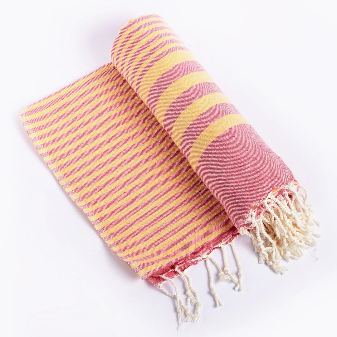 Hilana: Upcycled Cotton Fethiye Upcycled Turkish Towel - Pink 3 Hilana: Upcycled Cotton Fethiye Upcycled Turkish Towel - Pink