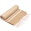 Hilana: Upcycled Cotton Fethiye Upcycled Turkish Towel / Blanket - Beige
